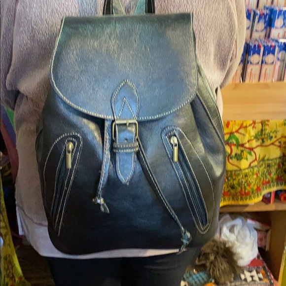 Moroccan Leather Journey Backpack - Picture 13 of 14
